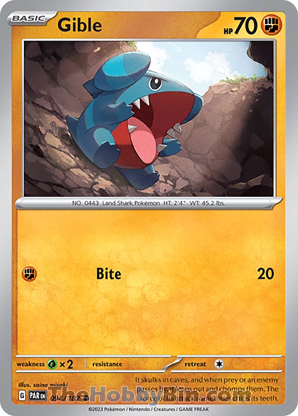 Gible #94/182 Common - Paradox Rift Pokemon card