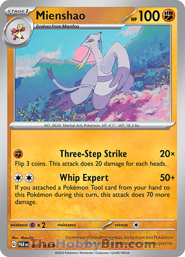 Mienshao #97/182 Uncommon - Paradox Rift Pokemon card