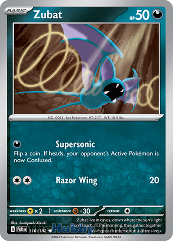 Zubat #110/182 Common - Paradox Rift Pokemon card