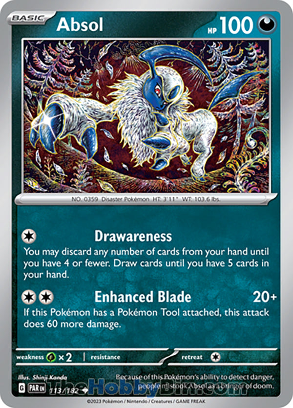 Absol #113/182 Uncommon - Paradox Rift Pokemon card