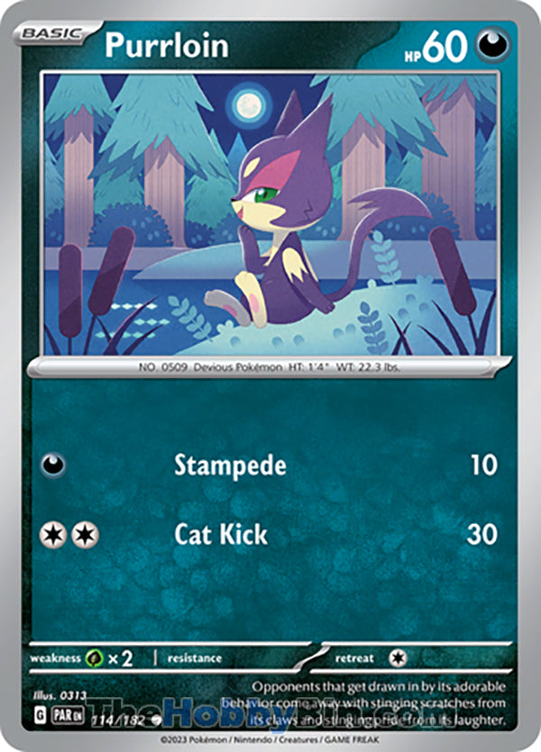 Purrloin #114/182 Common - Paradox Rift Pokemon card