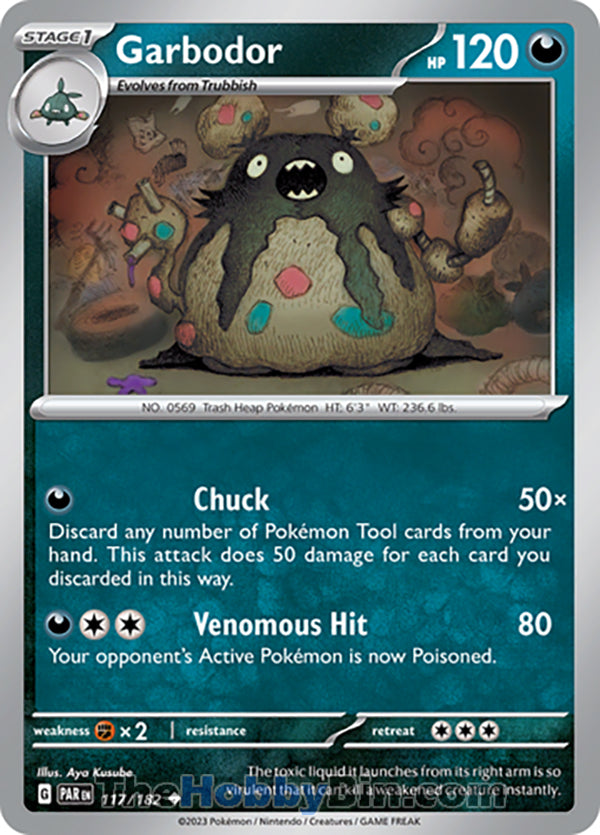 Garbodor #117/182 Uncommon - Paradox Rift Pokemon card