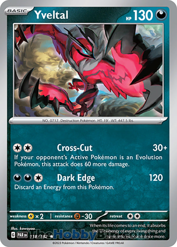 Yveltal #118/182 Rare - Paradox Rift Pokemon card