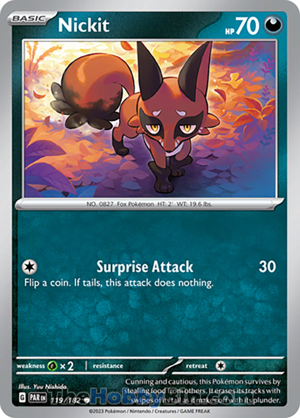 Nickit #119/182 Common - Paradox Rift Pokemon card