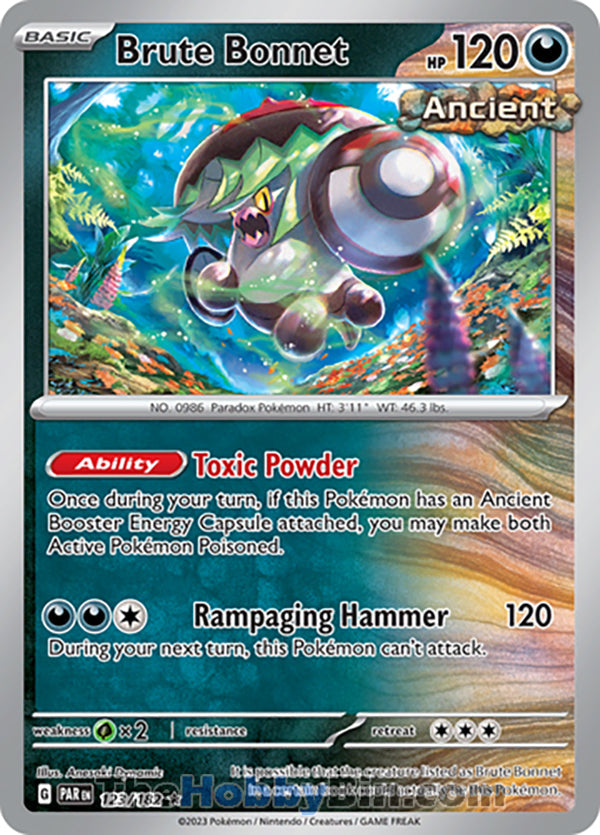 Brute Bonnet #123/182 Rare - Paradox Rift Pokemon card
