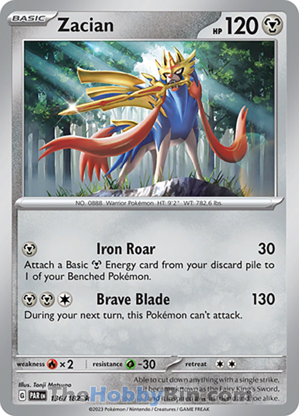 Zacian #136/182 Rare - Paradox Rift Pokemon card