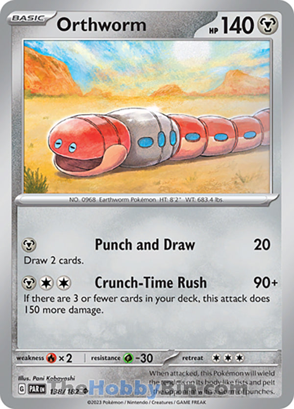 Orthworm #138/182 Uncommon - Paradox Rift Pokemon card