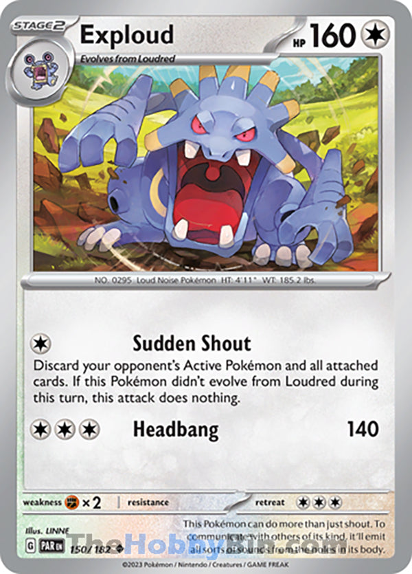 Exploud #150/182 Uncommon - Paradox Rift Pokemon card