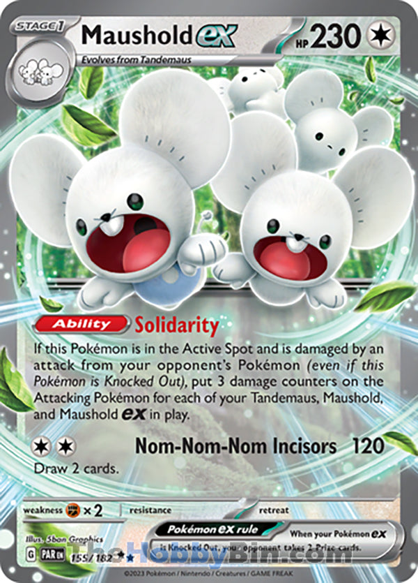 Maushold ex #155/182 Double Rare - Paradox Rift Pokemon card