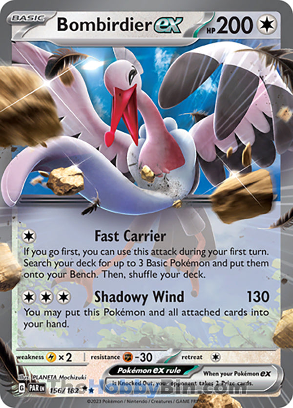 Bombirdier ex #156/182 Double Rare - Paradox Rift Pokemon card