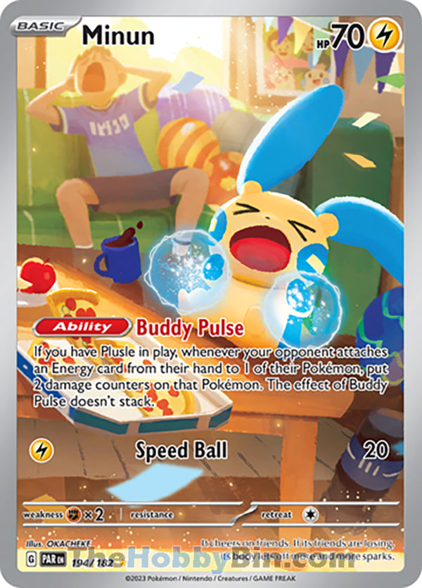 Minun #194/182 Illustration Rare - Paradox Rift Pokemon card