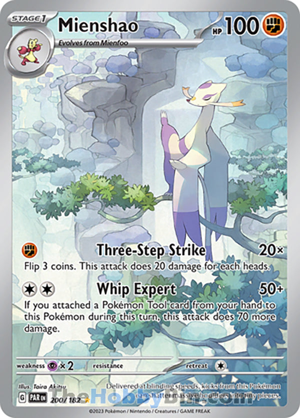Mienshao #200/182 Illustration Rare - Paradox Rift Pokemon card