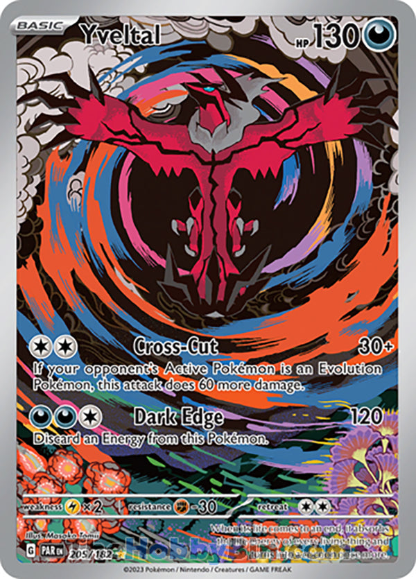 Yveltal #205/182 Illustration Rare - Paradox Rift Pokemon card