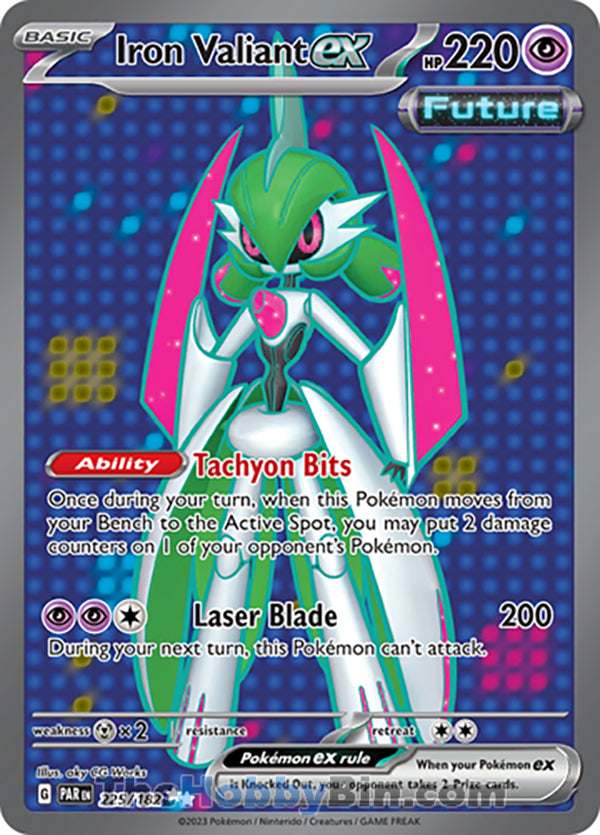 Iron Valiant ex #225/182 Ultra Rare - Paradox Rift Pokemon card