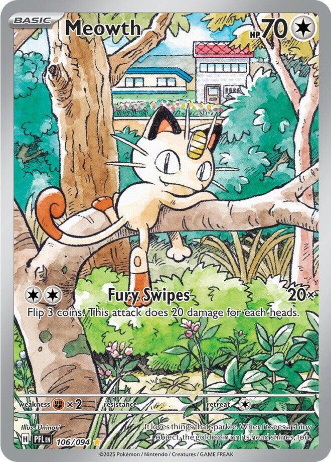 Meowth #106/094 Illustration Rare - Phantasmal Flames Pokemon card