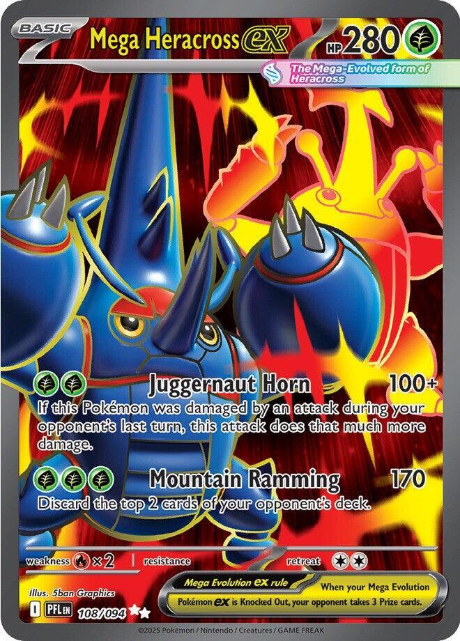 Mega Heracross ex #108/094 Ultra Rare - Phantasmal Flames Pokemon card