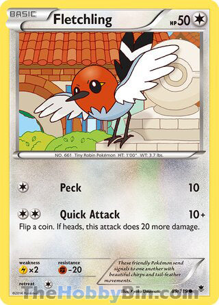 Fletchling #89/119 Common - Phantom Forces Pokemon card