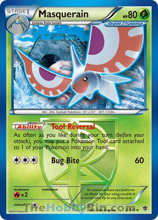 Masquerain #2/101 Rare - Plasma Blast Pokemon card