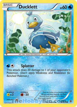 Ducklett #29/101 Common - Plasma Blast Pokemon card