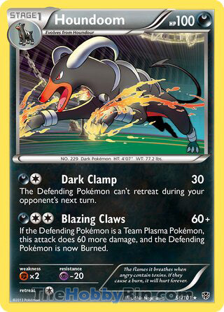 Houndoom #56/101 Holo Rare - Plasma Blast Pokemon card