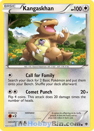 Kangaskhan #71/101 Common - Plasma Blast Pokemon card
