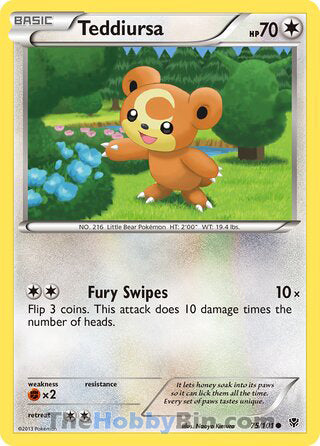 Teddiursa #75/101 Common - Plasma Blast Pokemon card