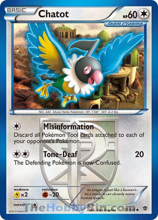 Chatot #77/101 Uncommon - Plasma Blast Pokemon card