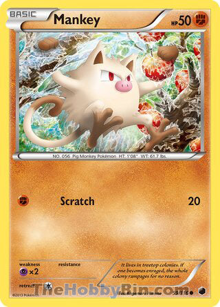 Mankey #59/116 Common - Plasma Freeze Pokemon card