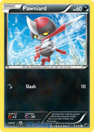Pawniard #71/116 Common - Plasma Freeze Pokemon card