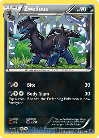 Zweilous #77/116 Uncommon - Plasma Freeze Pokemon card