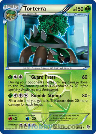 Torterra #3/135 Rare - Plasma Storm Pokemon card