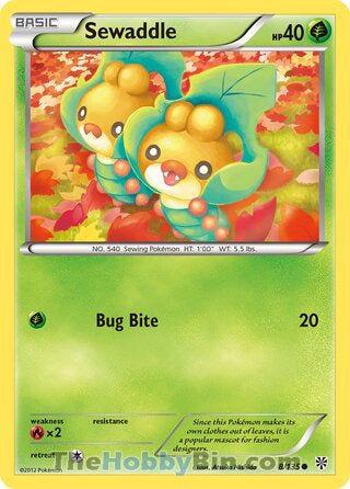 Sewaddle #8/135 Common - Plasma Storm Pokemon card