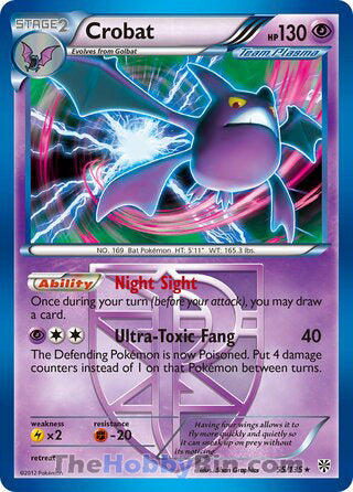 Crobat Plasma Storm Holo Rare #55/135