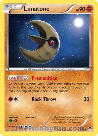 Lunatone #73/135 Uncommon - Plasma Storm Pokemon card