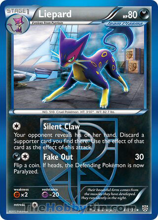 Liepard #84/135 Rare - Plasma Storm Pokemon card