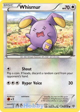 Whismur #105/135 Common - Plasma Storm Pokemon card