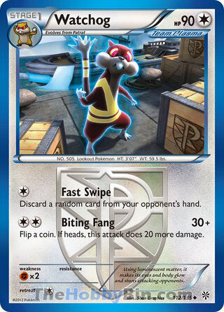 Watchog #112/135 Uncommon - Plasma Storm Pokemon card