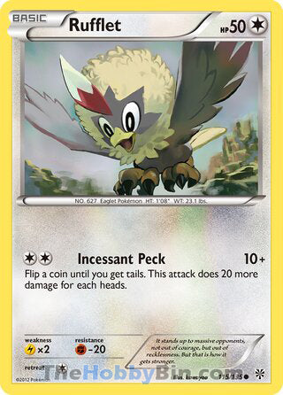 Rufflet #115/135 Common - Plasma Storm Pokemon card