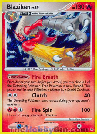 Blaziken Platinum Holo Rare #3/127