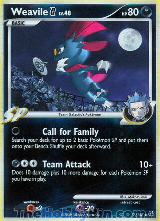 0017 Weavile G Holo Rare Platinum