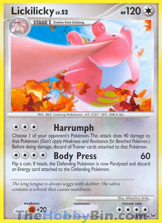 Lickilicky #33/127 Rare - Platinum Pokemon card