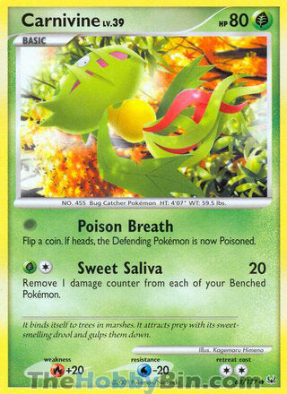Carnivine #68/127 Common - Platinum Pokemon card