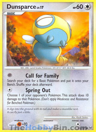 Dunsparce #73/127 Common - Platinum Pokemon card