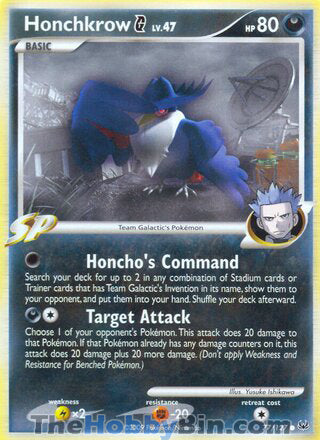 Honchkrow G #77/127 Common - Platinum Pokemon card