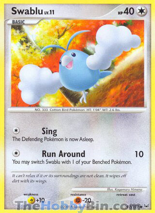 Swablu #97/127 Common - Platinum Pokemon card