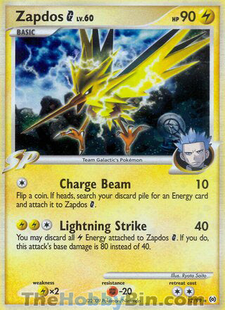 Zapdos G #12/99 Holo Rare - Platinum Arceus Pokemon card