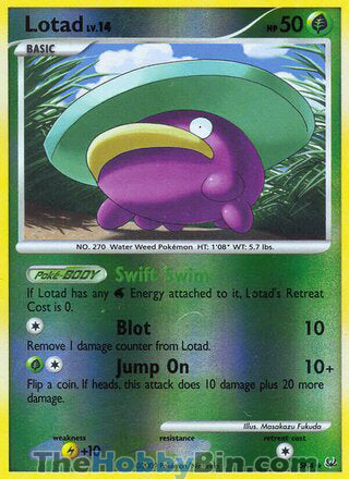 Lotad #SH4 Shiny Holo Rare - Platinum Pokemon card
