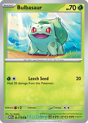 0001 Bulbasaur Common Pokemon 151