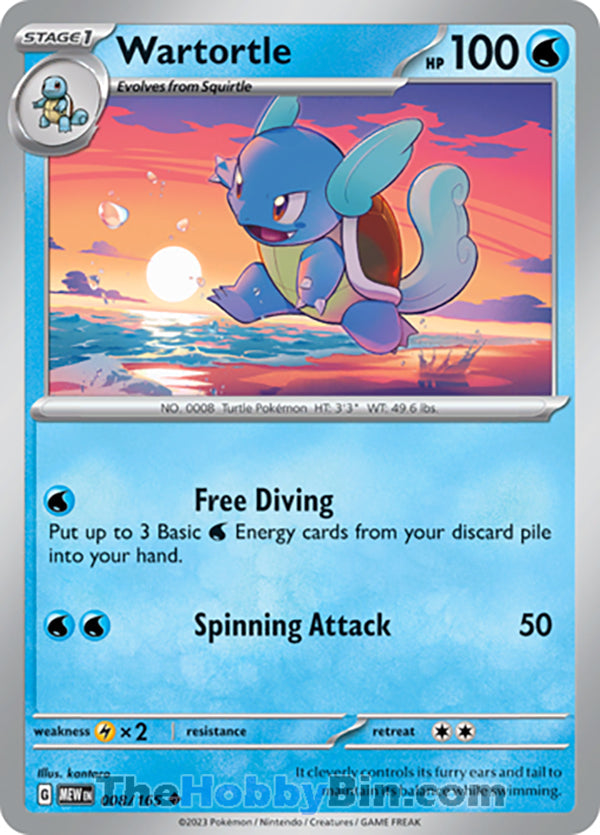 Wartortle Pokemon 151 Uncommon #008/165