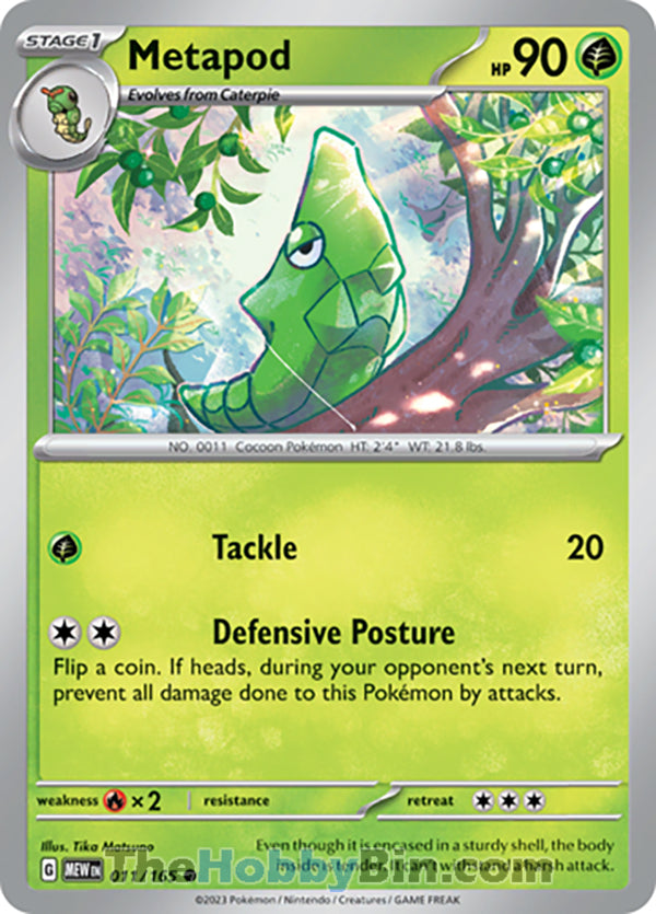 Metapod #11/165 Common - Pokemon 151 Pokemon card